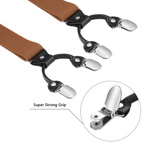 Buyless Fashion Suspenders Mens - 48" Elastic Adjustable Straps 1 1/4" - X Shape - Picture 70 of 89