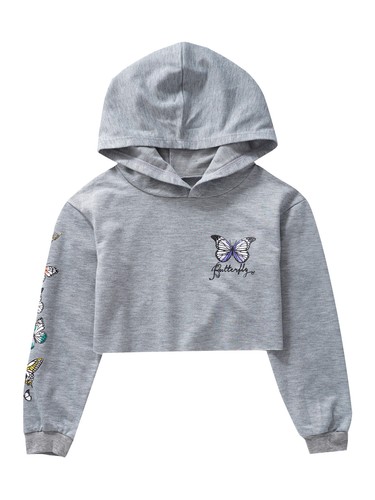 New Kids Girls Crop Top Hoodie Long Sleeves Sweatshirt Tracksuit Outfits Suit - Picture 15 of 24