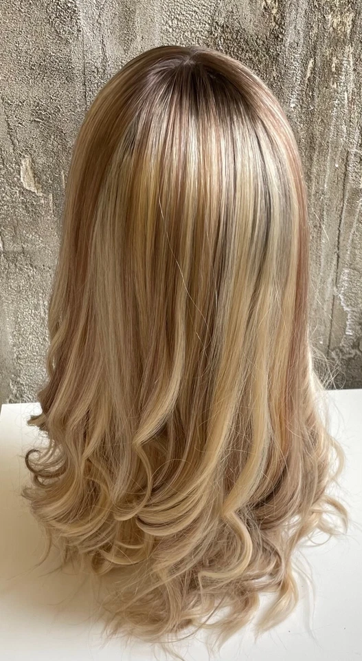 NEW YAFFA WIGS 100% EUROPEAN P. HUMAN HAIR BLONDE WIG ROOTED R7/10/24 LACE FRONT - Image 2 of 4