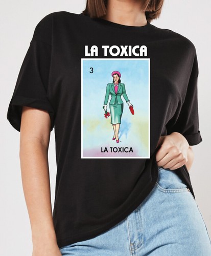La Toxica Loteria Mexican Bingo Short Sleeve V-Neck Shirt Women's Racer back Tox - 第 1/22 張圖片