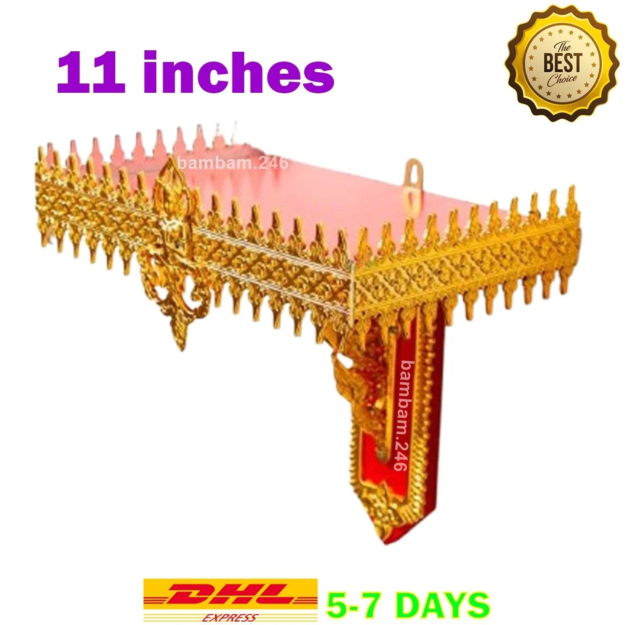 11" Vintage Buddha Shelf Statue Stand Wall Rack Wooden Altar Shelf Stand Asian S