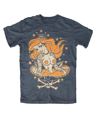 Mermaid Tattooed Pin Up T-Shirt Denim Gothic Rockabilly Tattoo Biker Kult Fun