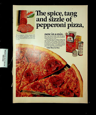 1965 Chef Boyardee Pepperoni Pizza Sauce Mix Vintage Print Ad 27472