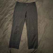 Dolce & Gabbana Women Size EU 38 Black Dress Trouser Pants Striped Wool Straight