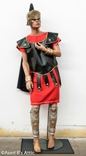 Roman Solider Costume 8Pc Rd/Blk Tunic Chest Armor Helmet Arm Cuffs Leg Guards