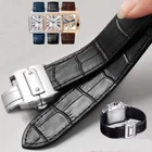 Leather Watch Strap for Cartier Santos 100 Black Brown 20mm 23mm Python