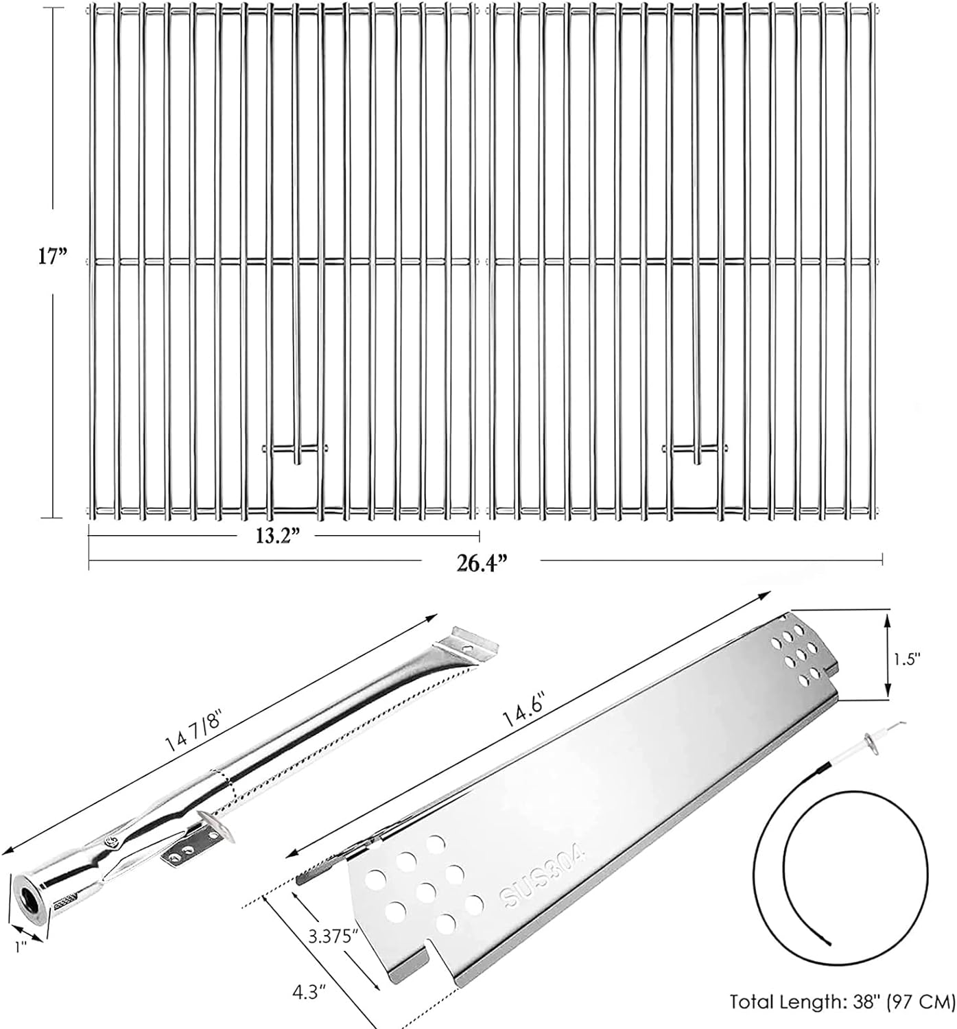 Stainless Steel Grill Parts for Home Depot Nexgrill 4 Burner 7200830H