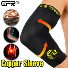 Copper Elbow Brace Support Compression Arm Sleeve Arthritis Joint Pain Fitness