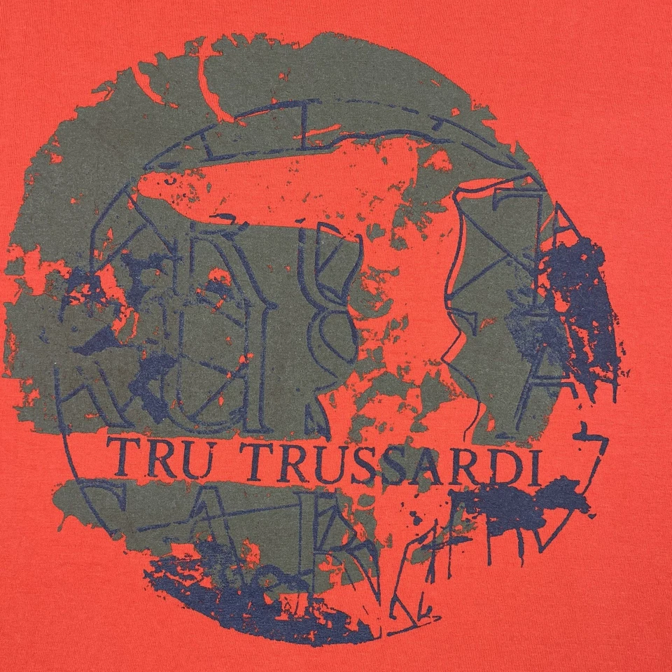 Mens Trussardi Big Logo Luxury Short Sleeve T Shirt Red Size Small 100% Cotton - Image 3 of 4