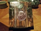 Vintage U.S. COINS in Acrylic Paper Weight/Pencil/Paperclip Cup Holder