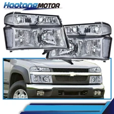 Fit For 04-12 Chevy Colorado GMC Canyon Chrome/Clear Bumper Headlights HeadLamps