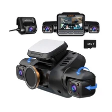 Dash Cam 4 Channel Front and Rear Inside, 360° Car Camera 4K UHD, Dash Came