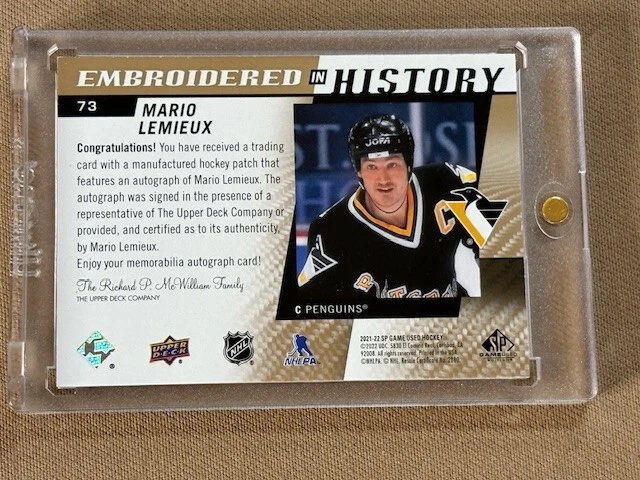 Mario Lemieux Auto 3/5 Embroidered in History "1000 Point Club" 2021-22 SP Game - Image 2 of 2