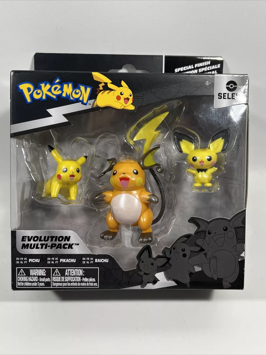 Pokémon Select Evolution 3 Pack - Features 2-Inch Pichu and Pikachu and  3-Inch Raichu Battle Figures