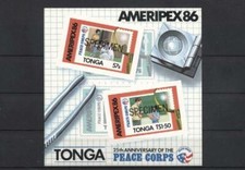 (a950587) Peace Corps, Philatelic Exhibition, Peace, Tonga - specimen -