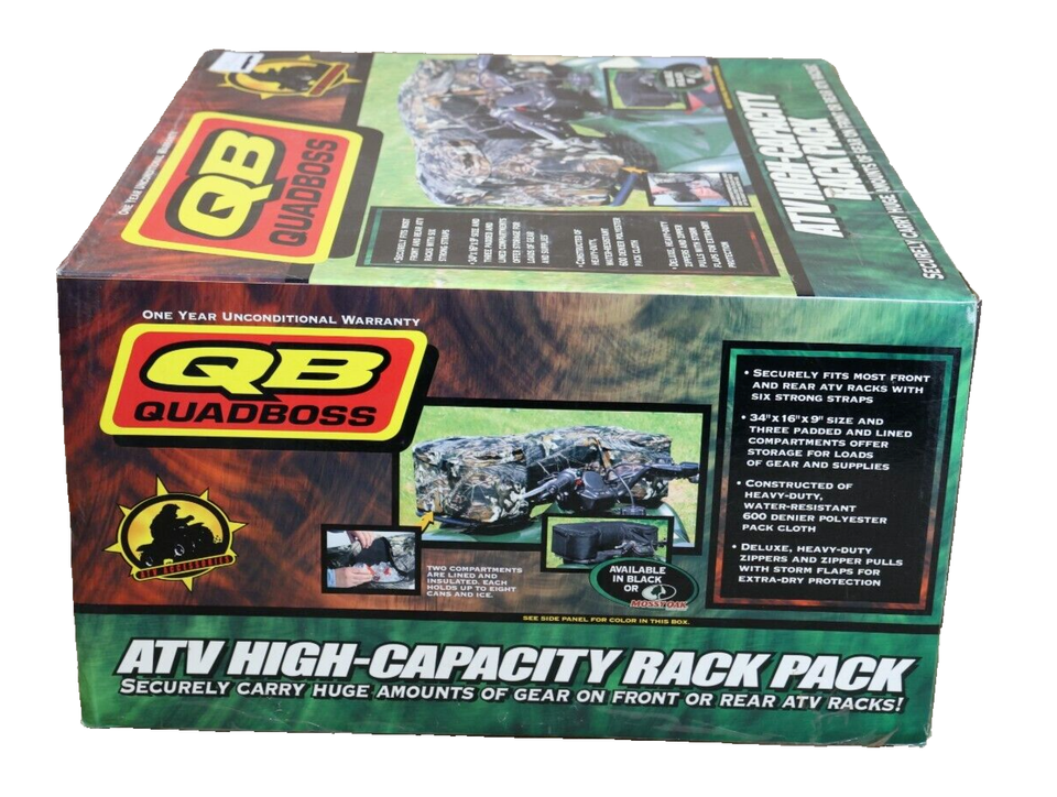 Qb6512 Rack NOS QB Quadboss Mossy Oak Camo Front Rear Rack Bag Cargo Holder Rack ...