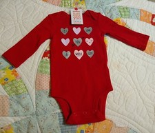 Carter's Red Valentine's Day Bodysuit 3 Mo's Unisex "I Love You a Whole Lot   