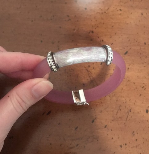 Pretty E.Pearl 925 Sterling Silver Pink Brushed Rubber Bracelet ~ Made in Italy - Picture 1 of 4