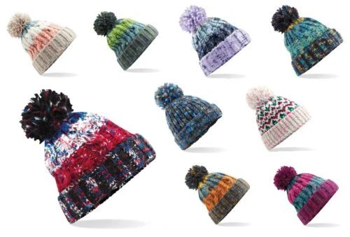 ASVP SHOP Gestrickt Pudelmütze Herren Damen Kinder Beanie Warm Winter Bommel Wollig Puzzle