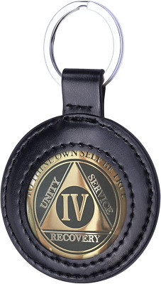 PU Leather Coin Holder Keychain for AA Medallion, Standard Challenge Coin, Recov