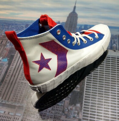 Converse UNT1TL3D Hi Top Canvas White/Rush Blue-University Red Mens Size 10 Converse Unisex UNT1TL3D Hi White/Rush Blue/University Red  main image 3