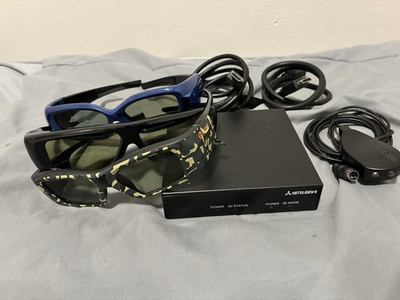 #ad Mitsubishi 3D TV Starter Pack Model 3DC 1000 3 Pairs 3D Glasses Emitter Cord $52.50