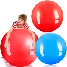 Jenaai 2 Pcs 30 Inch Large Bouncy Balls Giant Inflatable Rubber Kickballs Out...