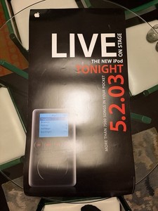 Super Rare iPod Promotional Poster 5.02.03 Apple Promo LIVE TONIGHT RELEASE