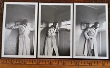 3 Photos African American Stylized Artistic Poses Handsome Black Man Pipe & Robe