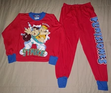 VTG 1994 THE FLINTSTONES PAJAMAS SET PANTS SHIRT 6 TODDLER 90s FRED BARNEY SLEEP