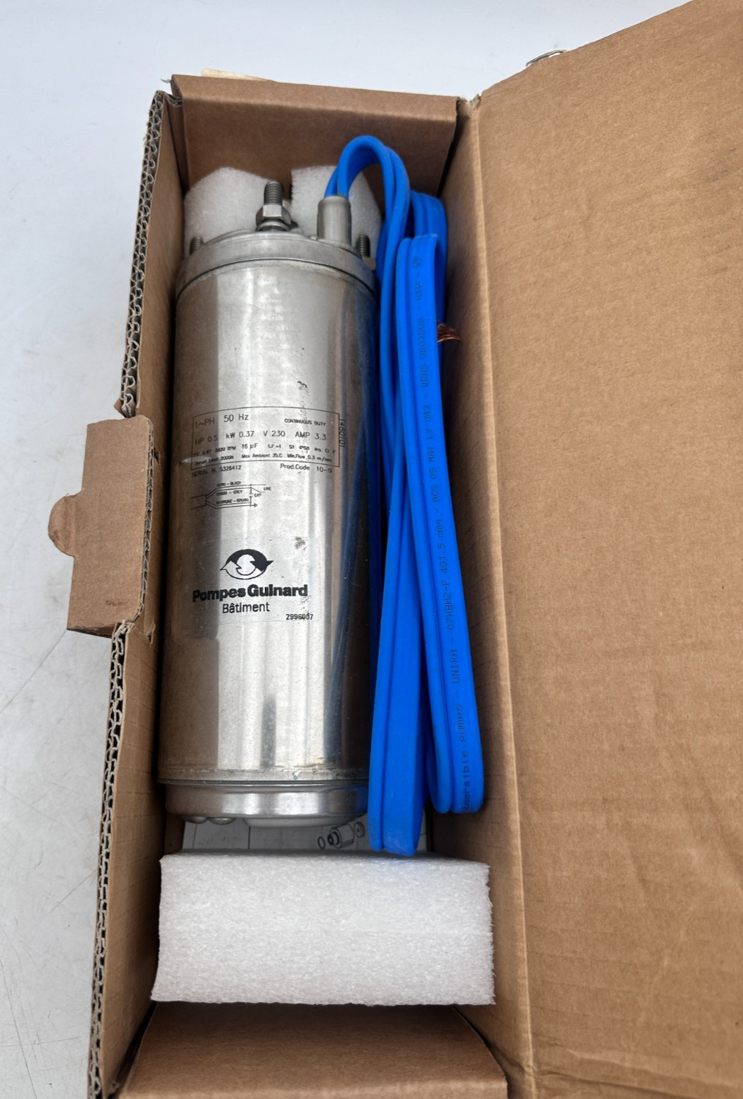 Moteur submersible 4 pouces Pompes Guinard 0.5 Hp pour puits profond