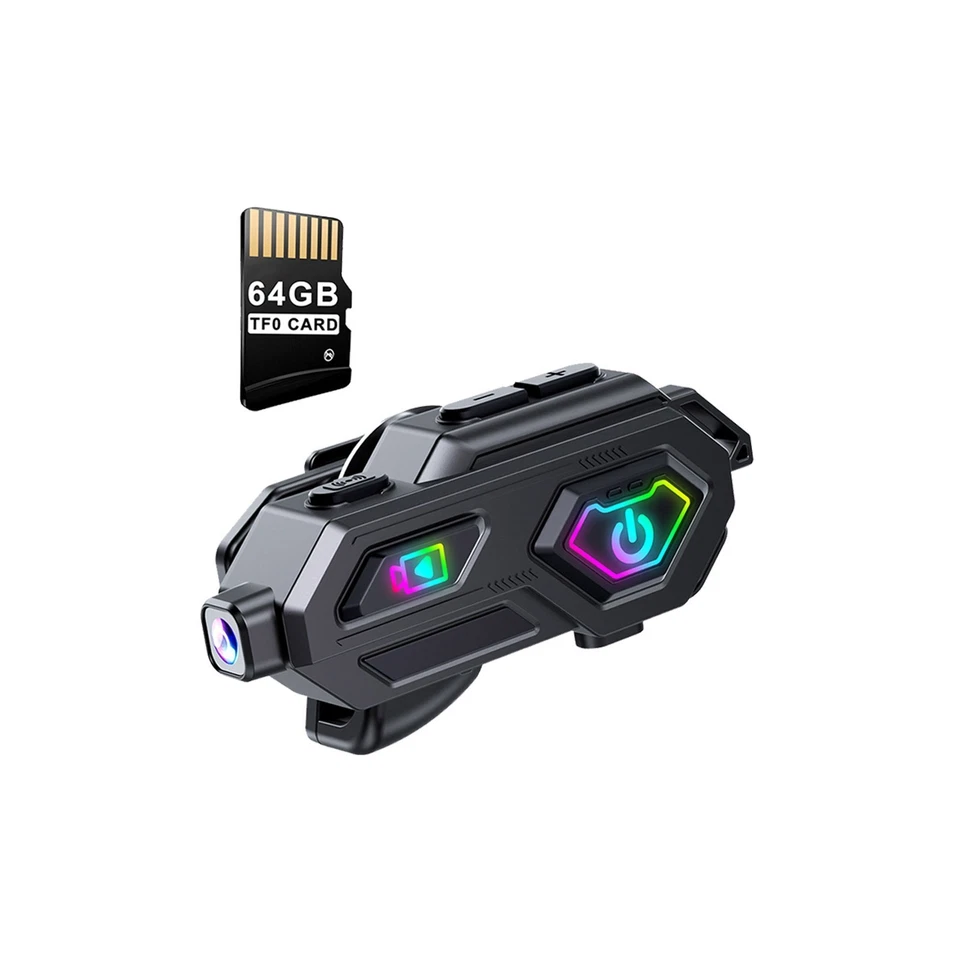 New 1080P HD Bluetooth Camera Recorder Motorcycle Helmet Headset+64GB Card - Image 4 of 4