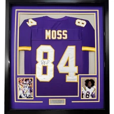 Framed Autographed/Signed Randy Moss 33x42 Minnesota Purple Jersey JSA COA