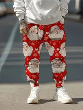 Santa Claus Jogger Pants – Red Christmas Snowflake Streetwear