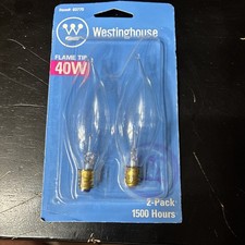 Westinghouse Flame Tip Candelabra 40 Watt  2 Bulbs  365 Lumens 2700K 03775