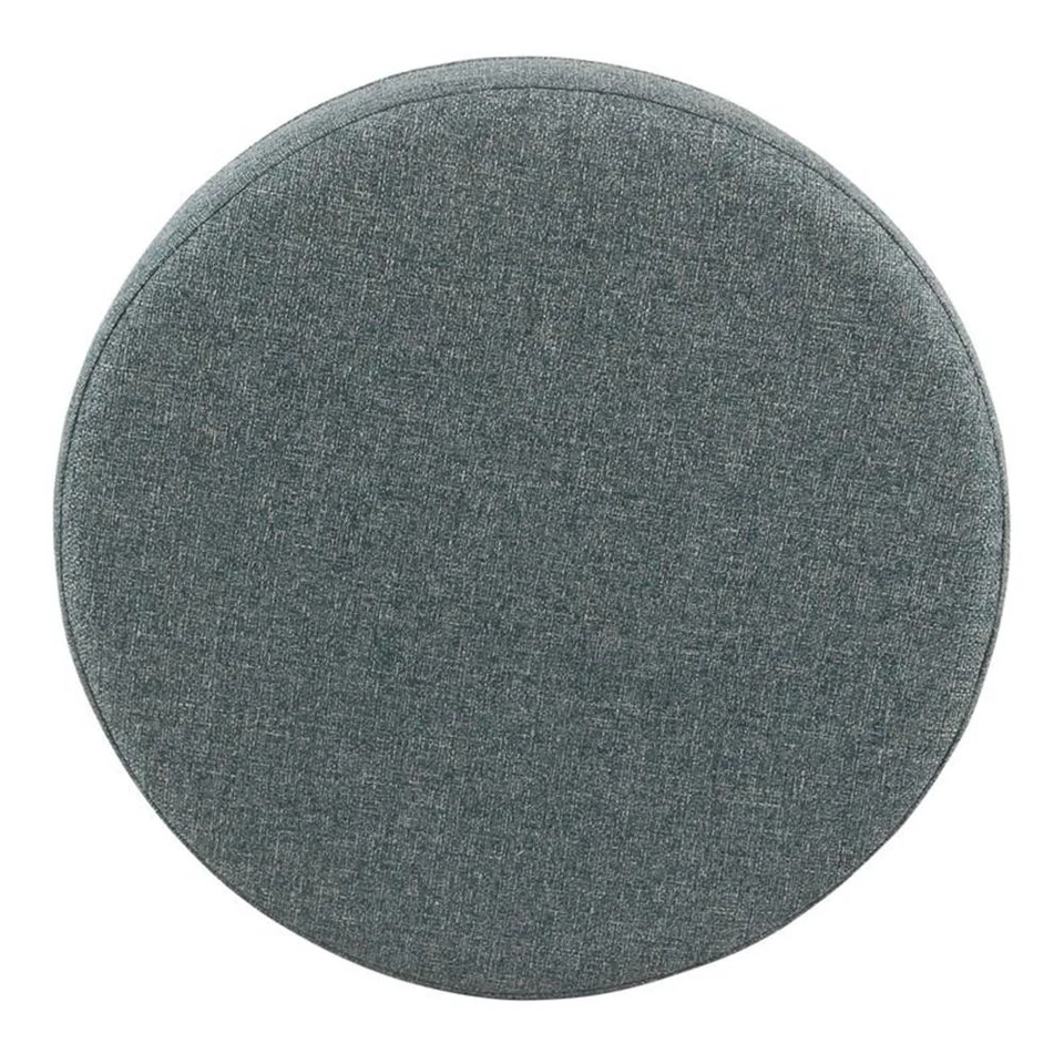 HomePop Round Transitional Wood and Fabric Storage Ottoman in Teal Blue Tweed - Image 3 of 4