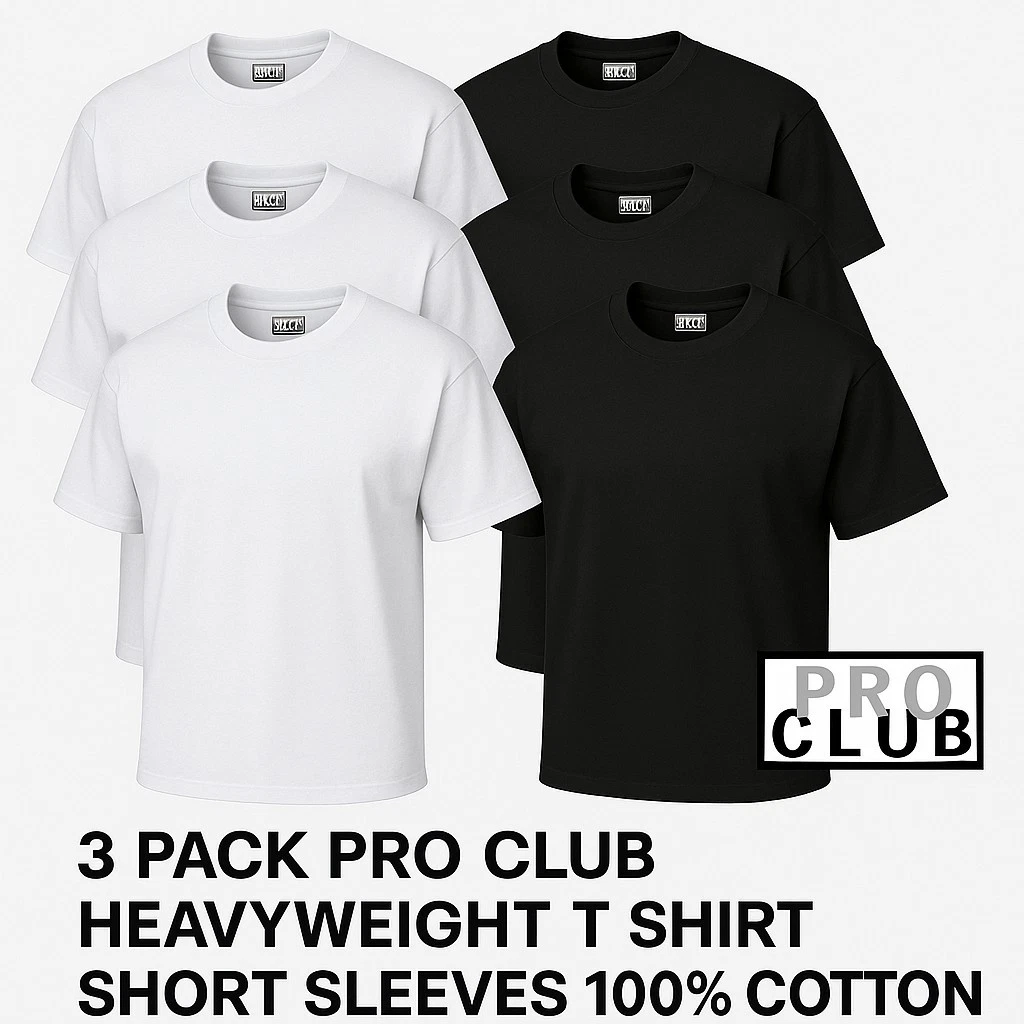 3 PACK PRO CLUB HEAVYWEIGHT T SHIRT SHORT SLEEVES 100% COTTON
Opens in a new window or tab