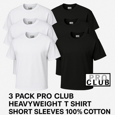 #ad 3 PACK PRO CLUB HEAVYWEIGHT T SHIRT SHORT SLEEVES 100% COTTON $31.35