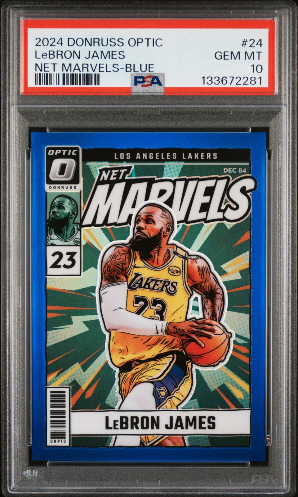2024 PANINI DONRUSS OPTIC NET MARVELS BLUE #24 LEBRON JAMES 33/49 PSA 10