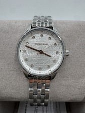 Michael Kors Lexington Three-Hand Steel Watch Rose Gold Hands Logo Face MK6797