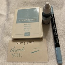 STAMPIN UP Balmy Blue Ink Pad, dual tip marker and full reinker