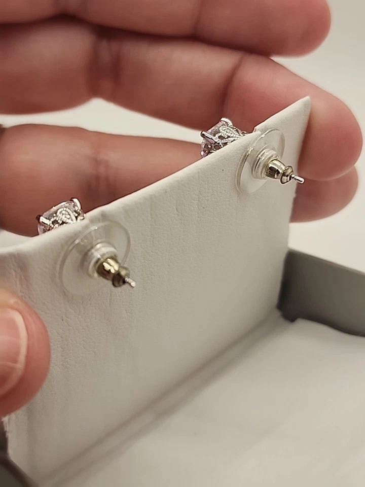 Pendientes de plata enchapados en platino circonita cúbica blanca VKB712W Vanna K para Bella Luce 5,21 ctw Foto 3 de 4