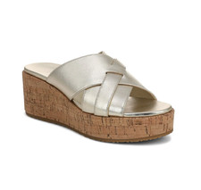 NEW VIONIC Dawn Wedge Slide Sandal, Gold Leather AUTHENTIC 