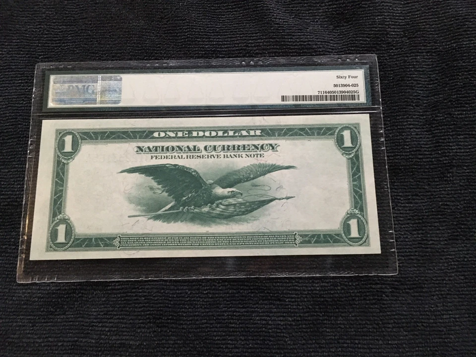 1.00 1918 Federal reserve Bank note New York PMG 64 choice uncirculatedFR 711 - Image 2 of 2