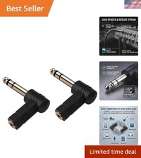 2-Pack 90 Degree TRS to 3.5mm Stereo Adapter - Prevent Cable Strain Save Space