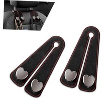2 PCS Car Seat Headrest Hook, Suede Cute Heart Shape Metal Double Head Purse