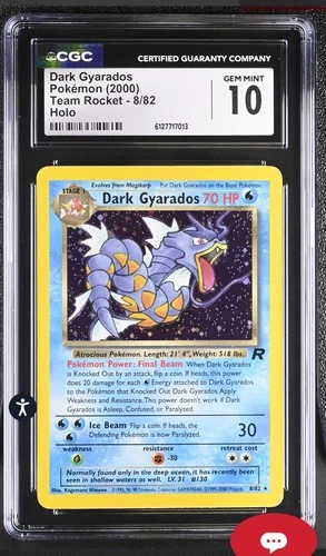 CGC 10 GEM MINT Dark Gyarados Team Rocket 8/82 Holo Rare 2000 Pokemon Card
