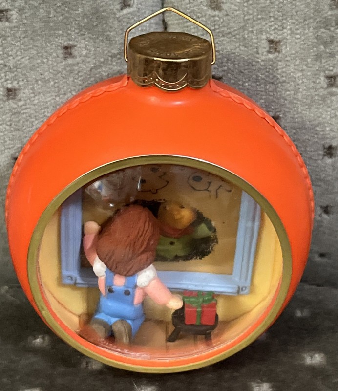 1984 Holiday Friendship Peek Thru Hallmark Ornament 3D Diorama Girl Window Bulb