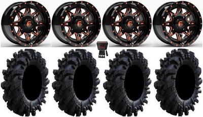 Fuel Lethal Orange 14'' Wheels 26.5'' Intimidator Tires Yamaha Wolverine RMAX