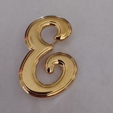 vintage initial brooch letter E In Script gold tone shiney